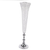 2 Pack | Silver 40inch Tall Crystal Beaded Trumpet Vase Set, Table Centerpiece#whtbkgd