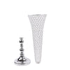 2 Pack | Silver 40inch Tall Crystal Beaded Trumpet Vase Set, Table Centerpiece