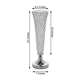 2 Pack | 22inch Tall Silver Crystal Beaded Metal Trumpet Vase Centerpieces