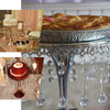 Silver Metal Trumpet Cake Stand Pedestal Round Cake Riser With 30 Acrylic Crystal Chains