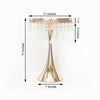 17inch Gold Metal Trumpet Cake Stand Pedestal, Round Cake Riser With 30 Acrylic Crystal Chains
