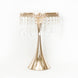 Gold Metal Trumpet Cake Stand Pedestal, Round Cake Riser With 30 Acrylic Crystal Chains#whtbkgd