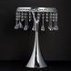 Silver Metal Trumpet Cake Stand Pedestal Round Cake Riser With 30 Acrylic Crystal Chains