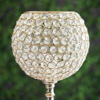 Create a Mesmerizing Ambiance with the Gold Metal Acrylic Crystal Goblet Candle Holder