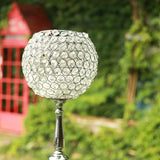 30inch Silver Metal Acrylic Crystal Goblet Candle Holder, Flower Ball Stand