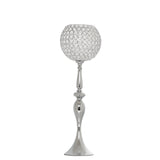 30inch Silver Metal Acrylic Crystal Goblet Candle Holder, Flower Ball Stand#whtbkgd