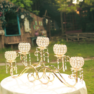 Add a Touch of Glamour with the Gold Metal Crystal Candelabra