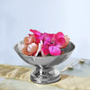 12inch Round Metallic Silver Pedestal Flower Pot Floating Candle Bowl, Display Dish