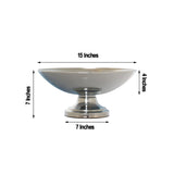 15inch Round Metallic Silver Pedestal Flower Pot Floating Candle Bowl, Display Dish