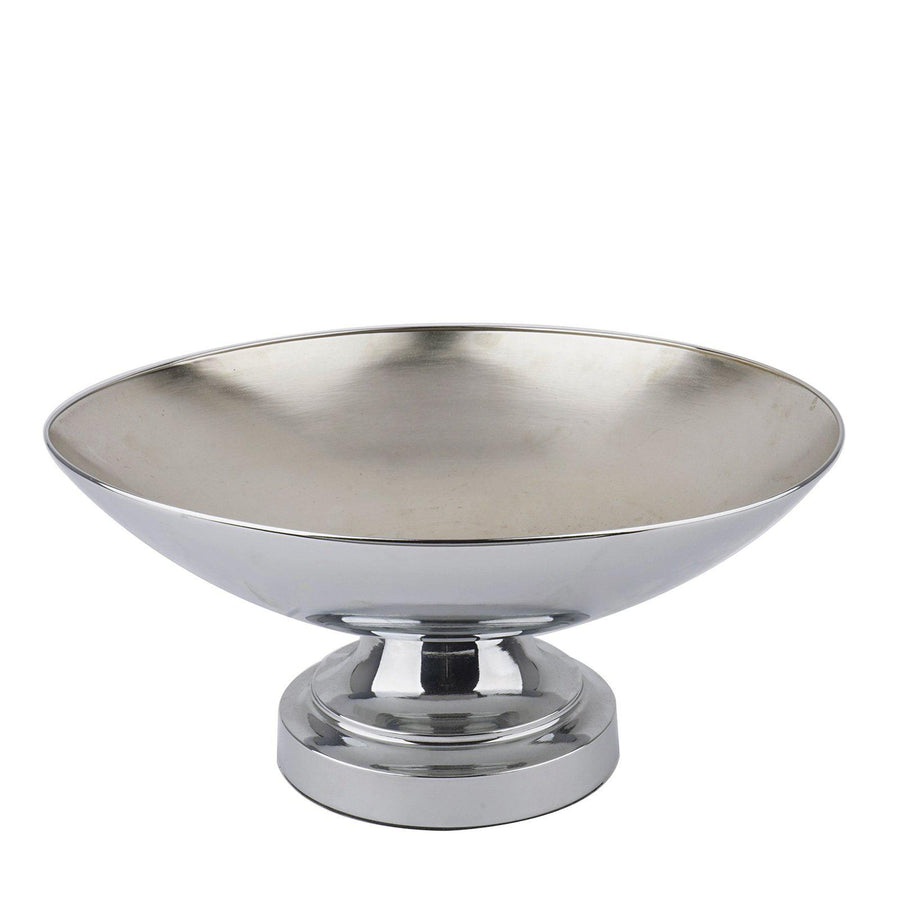 15inch Round Metallic Silver Pedestal Flower Pot Floating Candle Bowl, Display Dish#whtbkgd