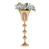 24inch Gold Hammered Metal Trumpet Flower Stem Vase, Table Centerpiece