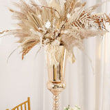 27inch Tall Gold Trumpet Metal Flower Vase, European Style Centerpiece - Square Base