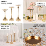Set of 3 | Gold Metal Crystal Beaded Petal Tea Light Candle Holders