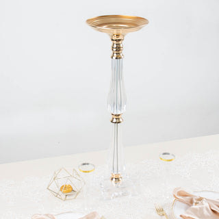 Elegant Gold Acrylic Crystal Flower Bowl Pedestal Stand