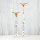24inch Gold / Clear Acrylic Crystal Flower Bowl Pedestal Stand