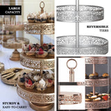 Elegant three-tiered serving stand with intricate design for desserts and snacks.