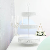 23inch Tall 3-Tier White Metal Reversible Cupcake Stand, Dessert Holder, Display Serving Tray