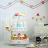 23inch Tall 3-Tier White Metal Reversible Cupcake Stand, Dessert Holder, Display Serving Tray