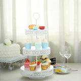 23inch Tall 3-Tier White Metal Reversible Cupcake Stand, Dessert Holder, Display Serving Tray