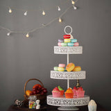 23inch Tall 3-Tier White Metal Reversible Cupcake Stand, Dessert Holder, Display Serving Tray