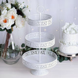 23inch Tall 3-Tier White Metal Reversible Cupcake Stand, Dessert Holder, Display Serving Tray