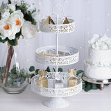23inch Tall 3-Tier White Metal Reversible Cupcake Stand, Dessert Holder, Display Serving Tray