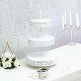 23inch Tall 3-Tier White Metal Reversible Cupcake Stand, Dessert Holder, Display Serving Tray