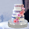 13inch Silver Crystal Beaded Metal Cake Stand Pedestal, Cupcake Display, Dessert Riser
