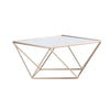 Gold Metal Geometric Cake Stand Display Centerpiece Pedestal Riser with Square Glass Top#whtbkgd