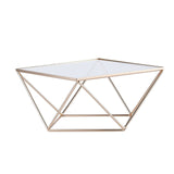 14inch Gold Metal Geometric Cake Stand Display Centerpiece Pedestal Riser with Square Glass#whtbkgd