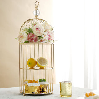 Stunning Silver 22" Crystal Top 3-Tier Bird Cage Cupcake Cake Stand