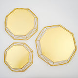 Set of 3 | Gold Metal Geometric Cake Stands Reversible Octagon Baskets#whtbkgd
