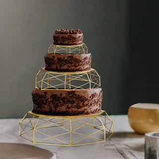Create Unforgettable Moments with Gold Metal Geometric Cake Stands