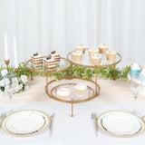 23inch 3-Tier Gold Metal Cake Stand With Clear Round Acrylic Plates