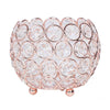 Round Rose Gold Crystal Beaded Metal Votive Tealight Candle Holder, Multipurpose Table Vase#whtbkgd