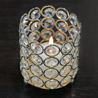 Multipurpose Gold Crystal Beaded Table Vase