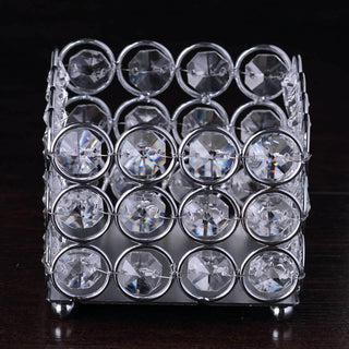 Add a Touch of Glamour with the Silver Metallic Square Votive Tealight Candle Holder
