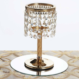 8inch Gold Crystal Beaded Chandelier Votive Pillar Candle Holder, Metal Tealight Candle Stand
