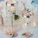 Blush/Rose Gold Crystal Beaded Chandelier Votive Pillar Candle Holder, Metal Tealight Candle Stand