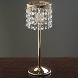 12inch Gold Crystal Beaded Chandelier Votive Pillar Candle Holder, Metal Tealight Candle Stand