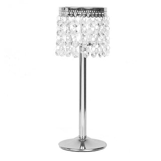 Create an Enchanting Atmosphere with the 12" Silver Crystal Beaded Chandelier Candle Holder