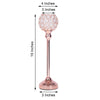 16inch Tall Blush/Rose Gold Crystal Votive Pillar Candle Holder, Metal Tealight Round Candle Stand