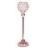Tall Blush/Rose Gold Crystal Votive Pillar Candle Holder, Metal Tealight Round Candle Stand#whtbkgd