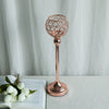 16inch Tall Blush/Rose Gold Crystal Votive Pillar Candle Holder, Metal Tealight Round Candle Stand