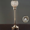 16inch Tall Gold Crystal Votive Pillar Candle Holder, Metal Tealight Round Candle Stand