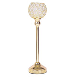 16inch Tall Gold Crystal Votive Pillar Candle Holder, Metal Tealight Round Candle Stand#whtbkgd