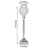 16inch Tall Silver Crystal Votive Pillar Candle Holder, Metal Tealight Round Candle Stand