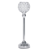 16inch Tall Silver Crystal Votive Pillar Candle Holder, Metal Tealight Round Candle Stand#whtbkgd