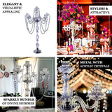 35inch Tall Silver 4 Arm Crystal Chandelier Taper Candlestick Candelabra Metal Candle Holder