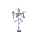 35inch Tall Silver 4 Arm Crystal Chandelier Taper Candlestick Candelabra Metal Candle Holder#whtbkgd
